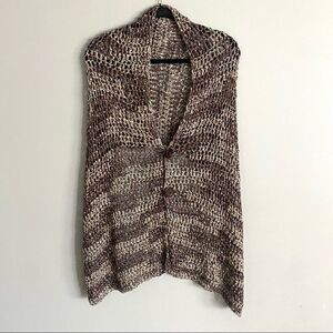Crochet 2 Button Shawl Brown One Size